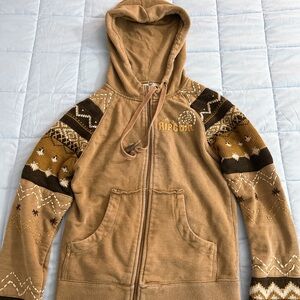 Rip Curl Tan Hoodie with Patterned Sleeves